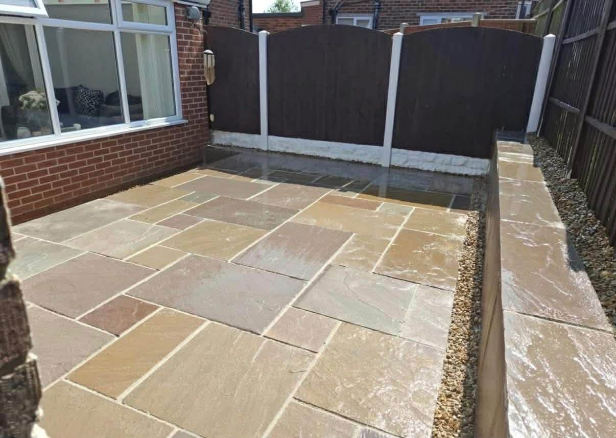 Finished patio and garden transformation in Rotherham by HC Landscaping Services